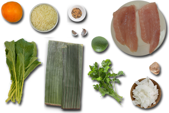 Banana Leaf Steamed Fish Ingredients - Steaming (570x380), Png Download