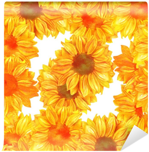Seamless Pattern With Toned Watercolor Sunflowers Wall - Watercolor Painting (400x400), Png Download