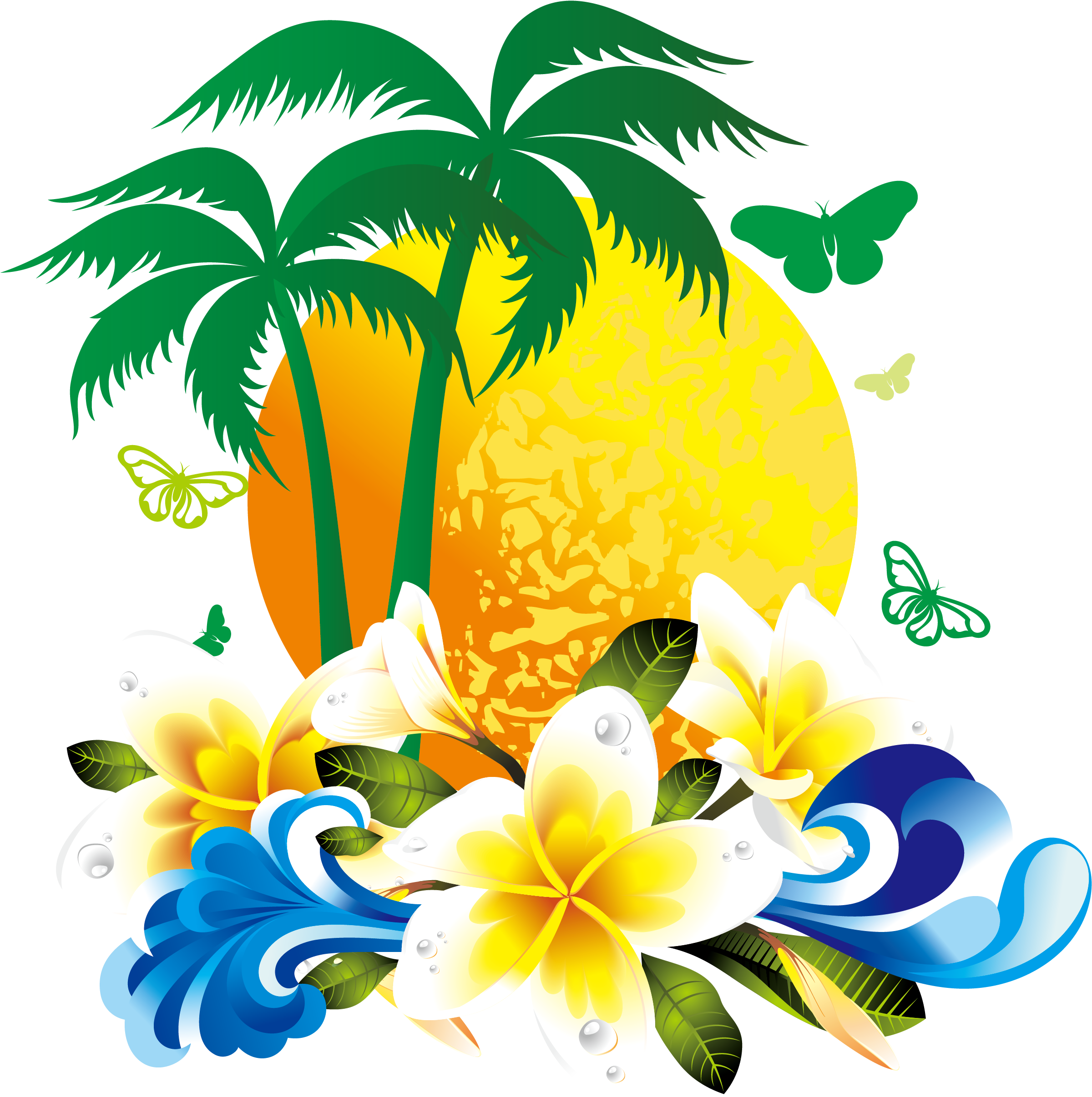 Coconut - Tropical Flwers Transparent (2792x2750), Png Download