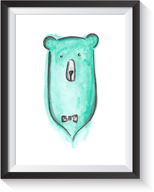 Holly Joyce Rawr Bear Watercolor Scandi Nursery Print - Grizzly Bear (800x800), Png Download
