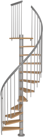 Deluxe Beech Grey Staircase - Spiral Staircase Png (351x500), Png Download