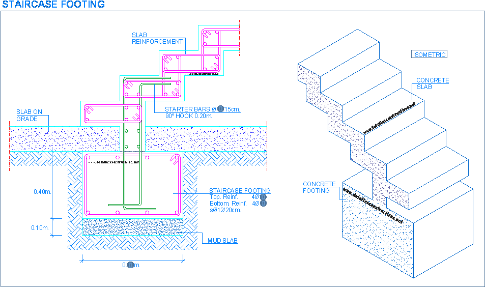 Stairs - Concrete Stair Footing Details (967x577), Png Download