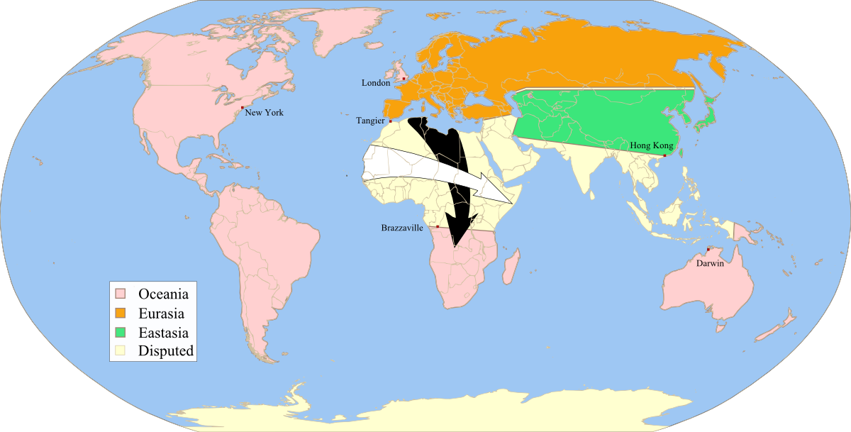 1984 Fictious World Map V2 Arr - Bahama Islands On World Map (1200x609), Png Download