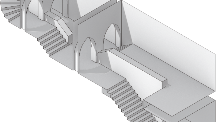 Lindenhof Castle Exterior Staircase - Arch (705x397), Png Download