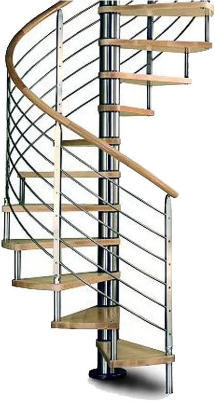 Standard & Custom Designed Stairways - Wood Stainless Spiral Staircase (887x795), Png Download