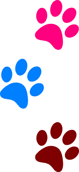 This Free Clipart Png Design Of Paws Red Blue Green (276x599), Png Download