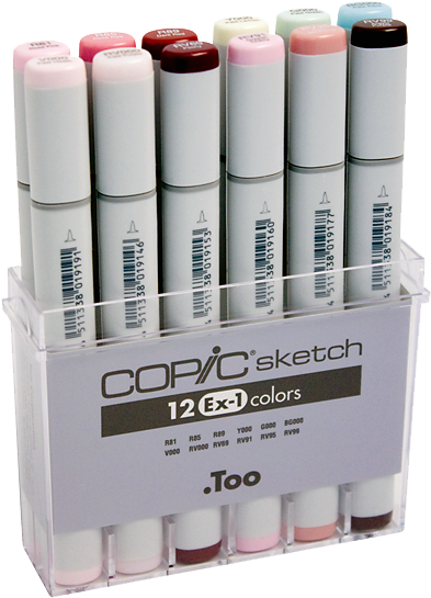 Copic Sketch Marker 12 Color Set Ex1 - Copic Marker Copic Sketch Markers Set Of 12 (480x618), Png Download