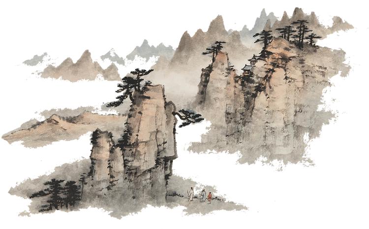 Chinese Paintings Mountains (820x466), Png Download