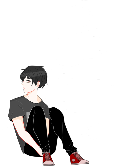 So I Started To Read Ajin - Png Anime Boy Sitting (500x696), Png Download