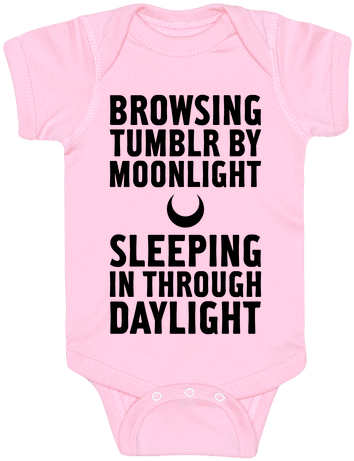 Browsing Tumblr By Moonlight, Sleeping In Through Daylight - T-shirt (484x484), Png Download