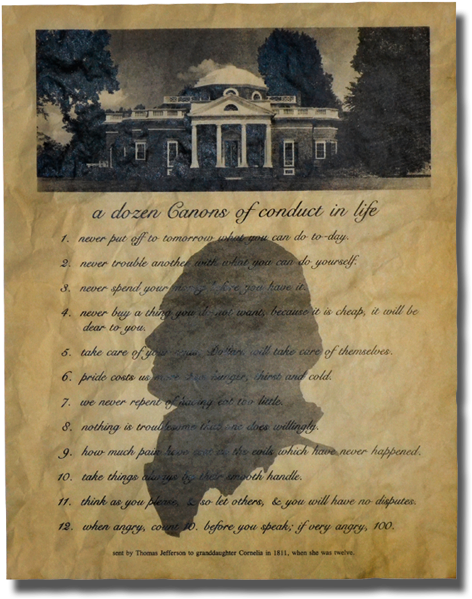 Thomas Jefferson, Cannons Of Conduct In Life - Thomas Jefferson (519x616), Png Download