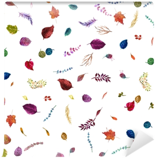 Watercolor Seamless Pattern With Autumn Leaves - Watercolor Painting (400x400), Png Download