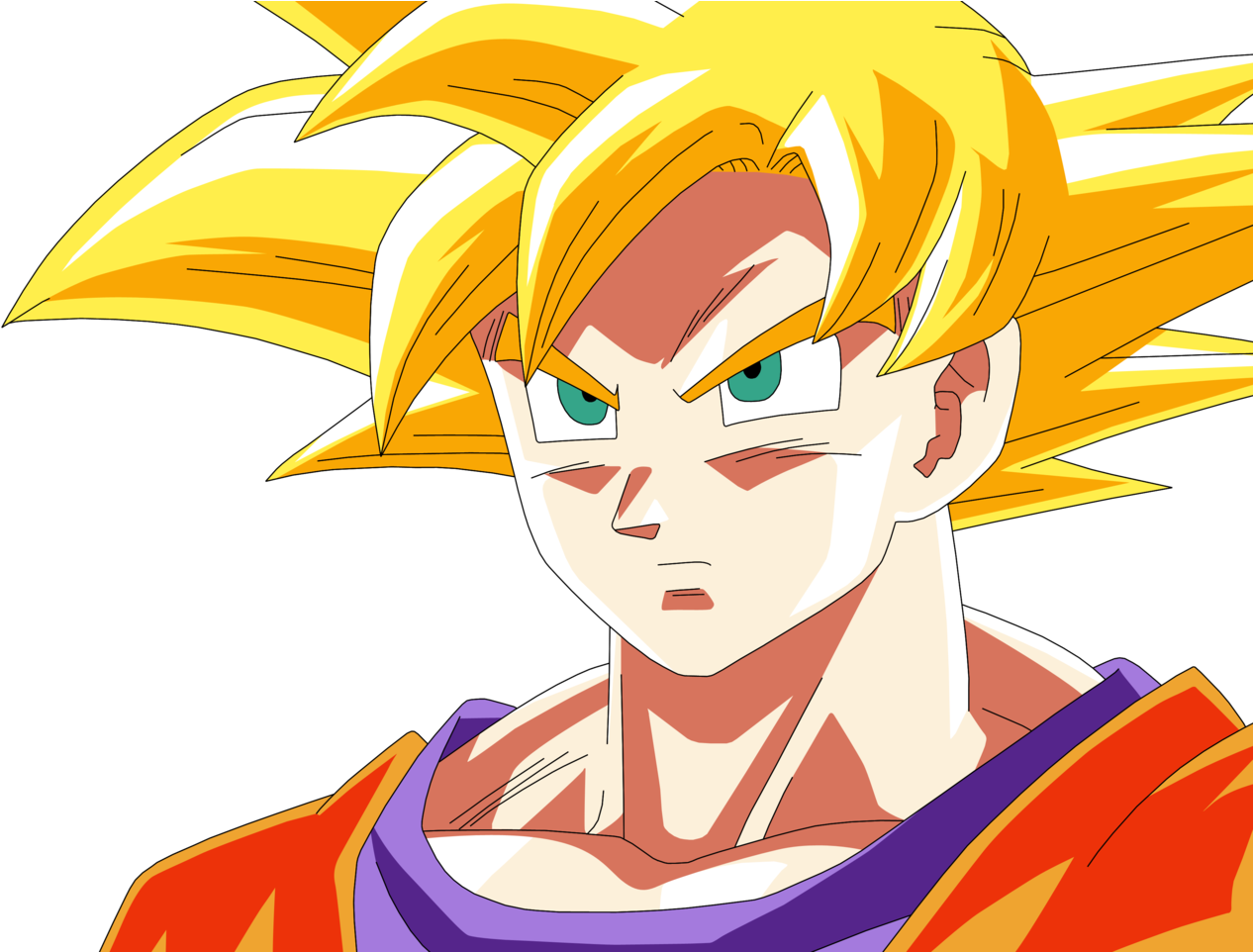 Hair Clipart Super Saiyan - Goku Normal Hair Ssj (1280x961), Png Download