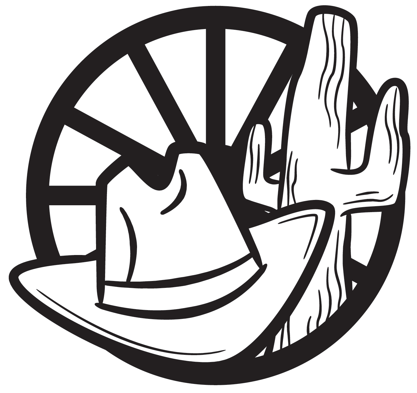 Black & White Western Audio Logo Image Only - Wagon Wheel Clipart (1333x1256), Png Download