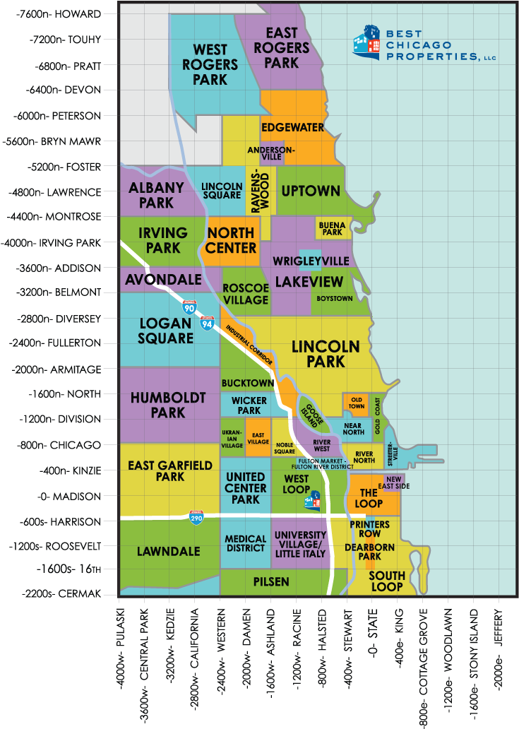 Chicago Neighborhood Map (792x1060), Png Download