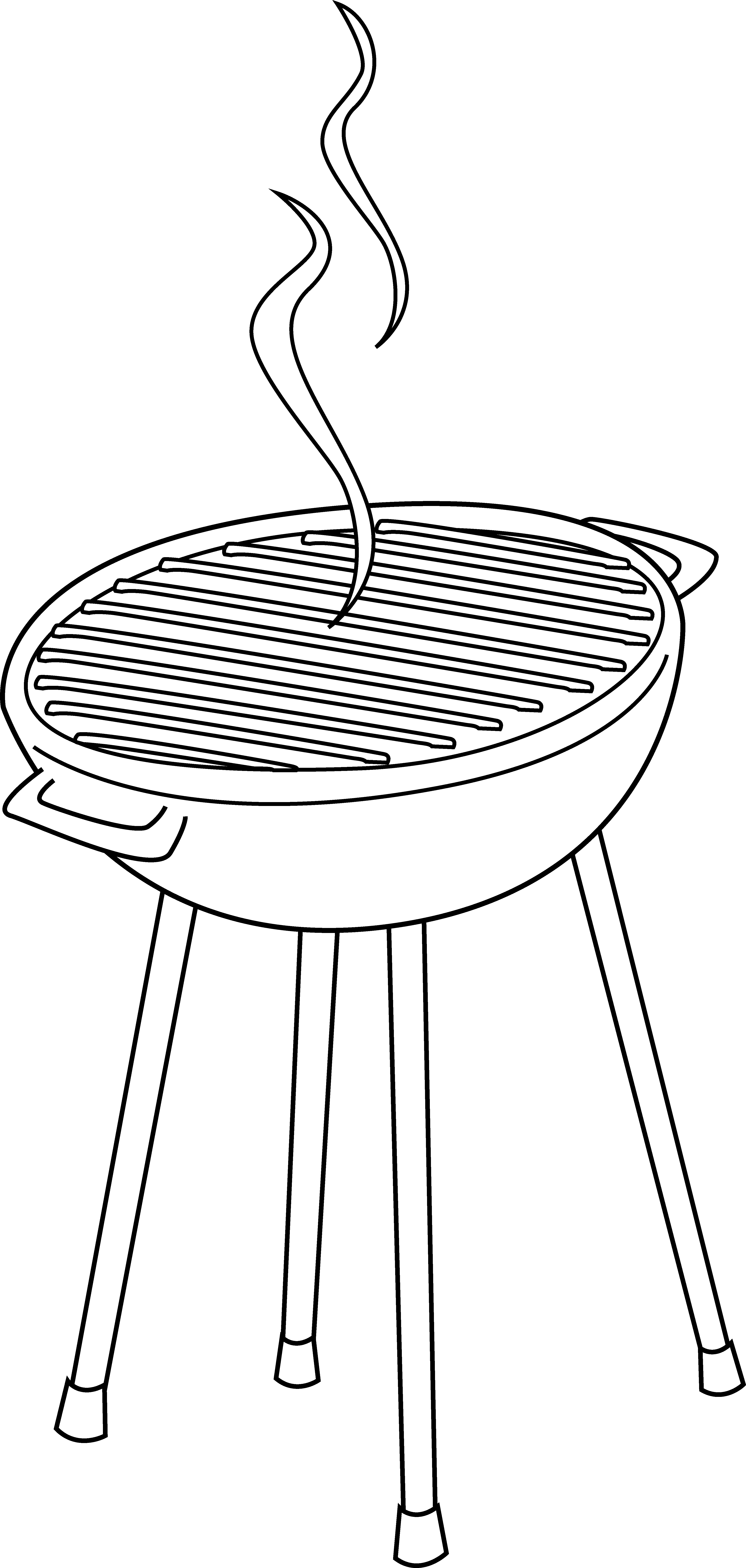 Clipart Barbeque Line Art Clip - Grill Clip Art Black And White (4023x8457), Png Download