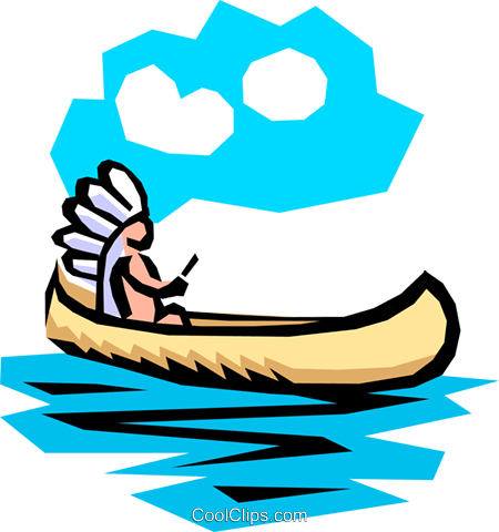 Indian Canoe - Cartoon Indian In Canoe (450x480), Png Download