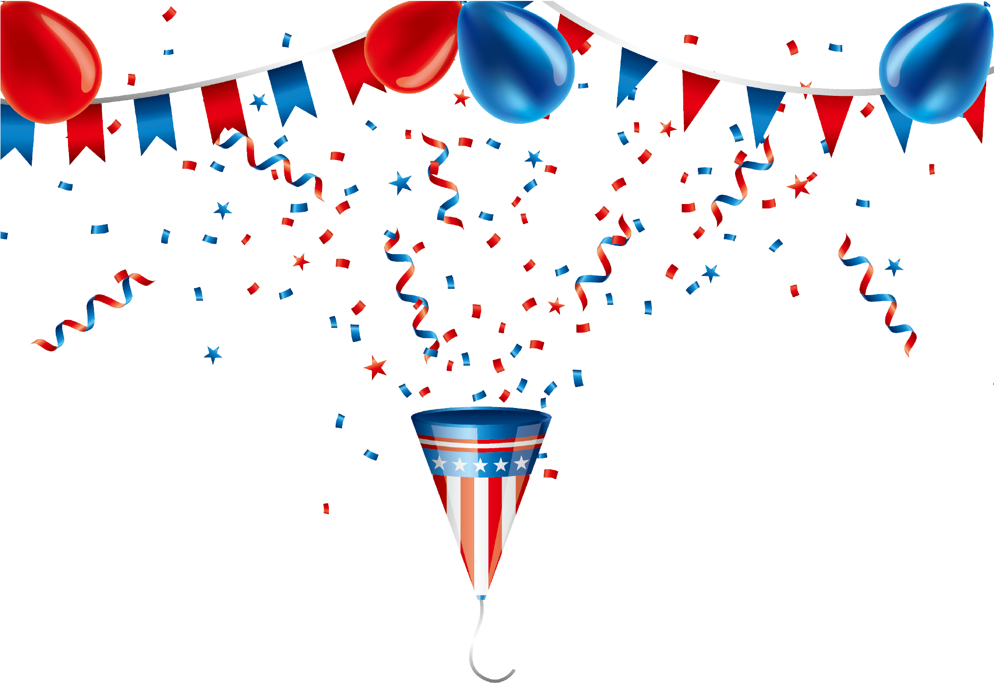 Party Popper Ribbon - Popper Party (2138x1730), Png Download