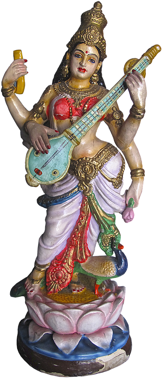 Goddess Of Wisdom, Sculpture - Vasant Panchami (358x720), Png Download