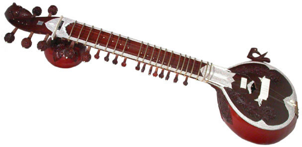 Sitar A Large, Long-necked Indian Lute With Movable - Sitar Instrument Of India (587x372), Png Download