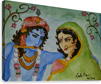 Raddha Krishna Canvas Print - Artist (429x357), Png Download