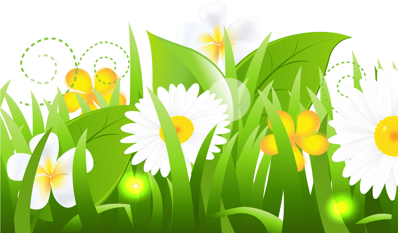 Spring Clipart Grass Flower Pencil And In Color Spring - Grama Joaninha Png (1368x855), Png Download