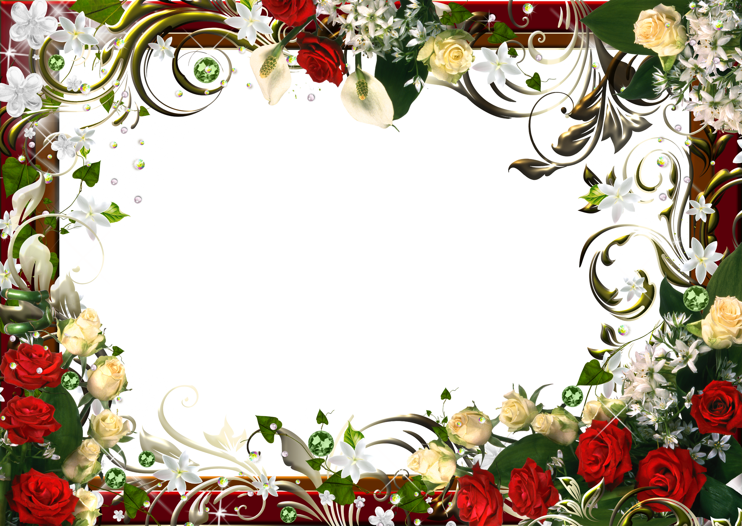 Transparent Flowers Gallery Yopriceville - Flowers Photo Frames Png (2500x1774), Png Download