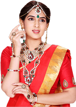Udvaha Bridal Set Collections With Free Bangles - Jewellery With Women Png (350x480), Png Download