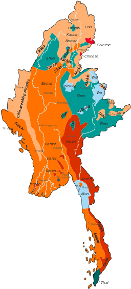 An Ethnolinguistic Map Of Burma - Burma Ethnic Groups Map (300x575), Png Download