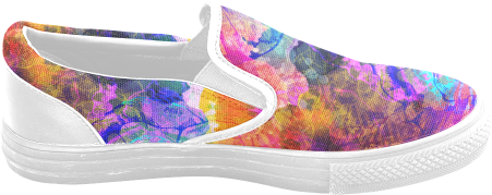 Vibrant Flower Watercolor Women's Unusual Slip-on Canvas - Slip-on Shoe (500x500), Png Download