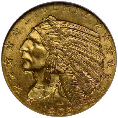 $5 Indian Gold Half Eagles - Gold (400x400), Png Download