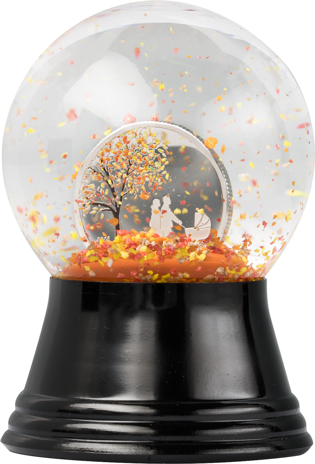 Indian Summer Snow Globe Silver Coin Smartminting Cit - Snow Globe With Falling Leaves (1500x1500), Png Download
