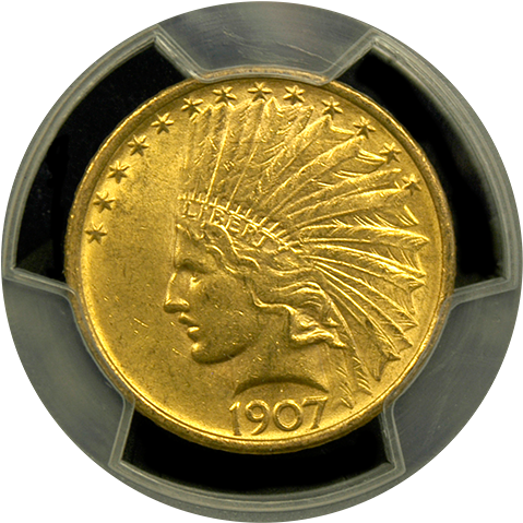 1907 $10 Indian Gold Coin Ngc/pcgs Ms - Gold Coin (500x500), Png Download