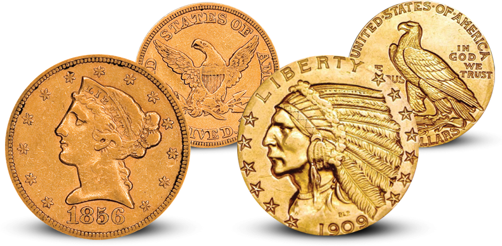The Liberty Head & Indian Head Half Eagle Set - Half Eagle (1000x500), Png Download