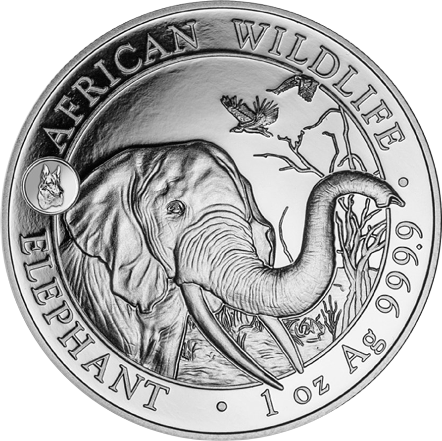2018 Somalian Elephant With Dog Privy 1oz Silver Coin - Somali Elephant Silver Coin (900x900), Png Download