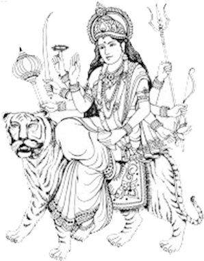 Jagaddhatri Is An Aspect Of The Hindu Goddess Durga, - Durga Mata Clipart Png (371x391), Png Download