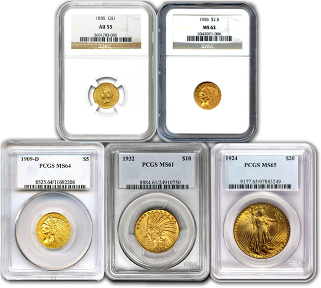 5 Piece Certified Indian Set - アンティークコイン アメリカ 2.5ドル金貨 1838 1/2 Ngc Au55 クラシックヘッド (624x624), Png Download