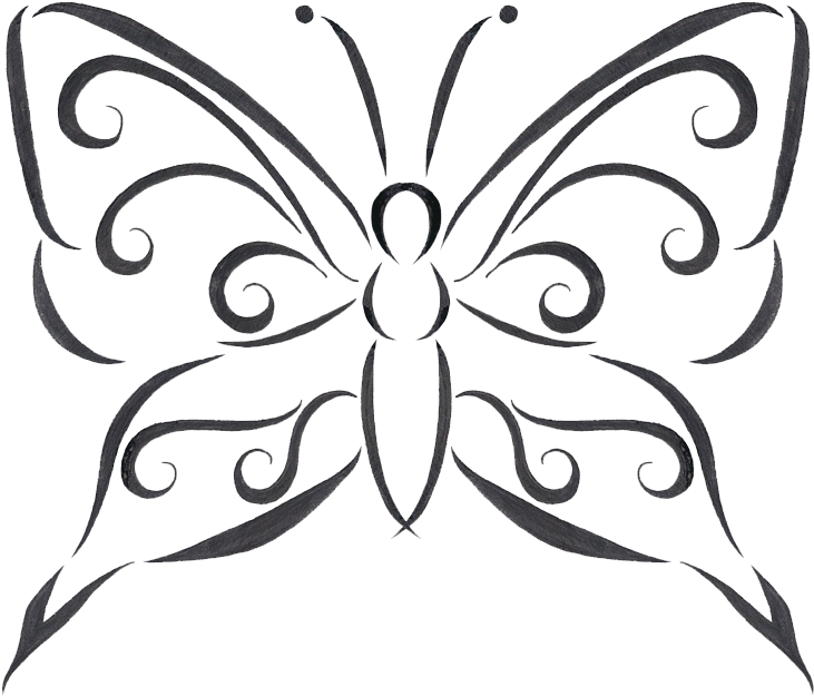 Butterfly Tattoo Designs Transparent - Butterfly Design Drawing With Lines (900x734), Png Download