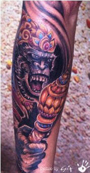 Hanuman Monkey God Color Forearm - Monkey (450x340), Png Download