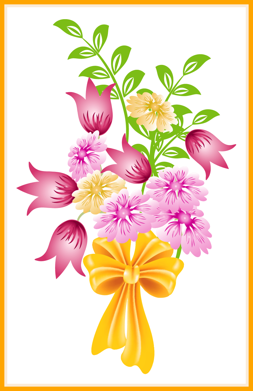Appealing Happy Birthday Flower Bouquet Royalty Vectors - Flower Bouquet Clipart (886x1367), Png Download