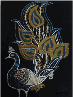 Nib Painting- Peacock - Picture Frame (500x374), Png Download
