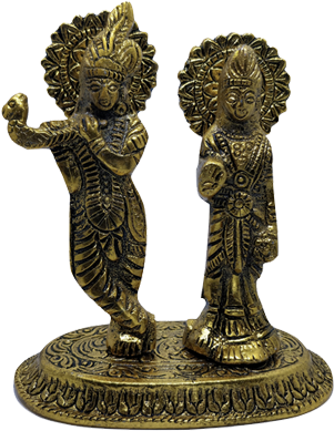 Things To Know About Metal Golden Lord Radha Krishna - Krishna (338x396), Png Download