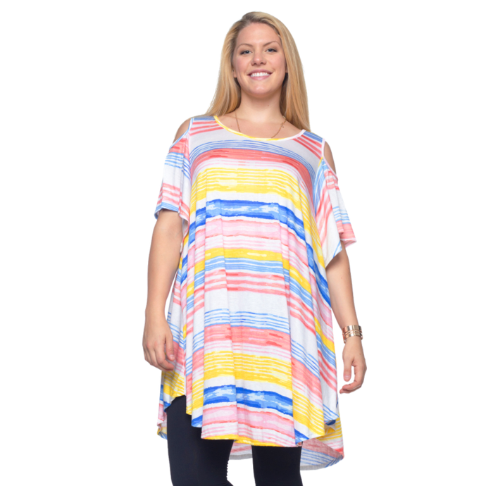 Women's Plus Size Open Shoulder Top Shirt (690x690), Png Download