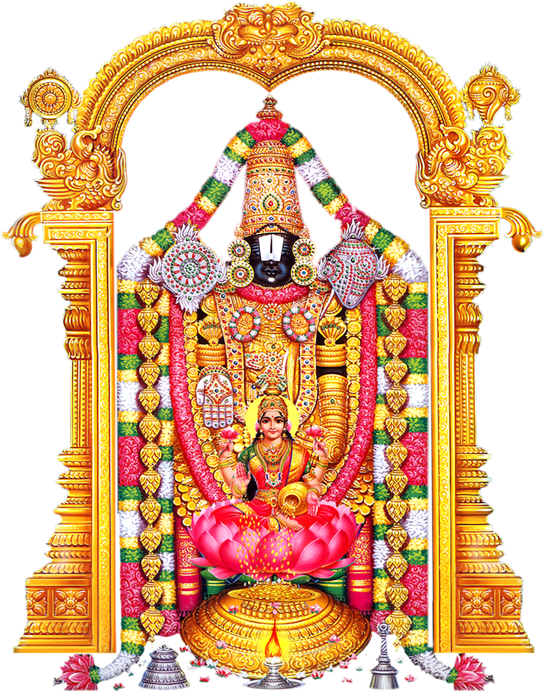 download lord venkateswara with consorts lakshmi and padmavati indian hindi religious goddess maa laxmi showering full size png image pngkit lord venkateswara with consorts lakshmi