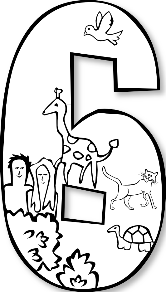 Creation Day 6 Number Ge 1 Black White Line Art Svg - Sixth Day Of Creation Coloring Page (532x936), Png Download