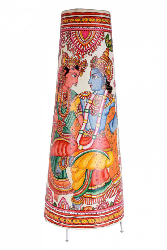 Dancing Radha Krishna Mural Painted Royal Patronage - Embroidery (540x810), Png Download