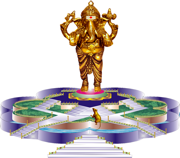An Eight Petal Shaped Pedestal On Which 108 Feet Tall - Eigth Armed Lord Ganesha Standing On Lotus Base - Brass (600x600), Png Download