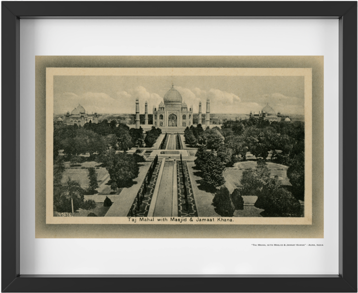 Vintage 1900's Taj Mahal And Gardens - Taj Mahal India 1920s Vintage Large Tote Bag, Adult (759x630), Png Download