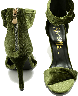 Impress Me Green Velvet Ankle Strap Heels - Ankle (320x395), Png Download