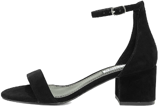 Steve Madden Irenee Black Suede Leather Ankle Strap - Black Suedette Low Block Heel Sandal (320x395), Png Download